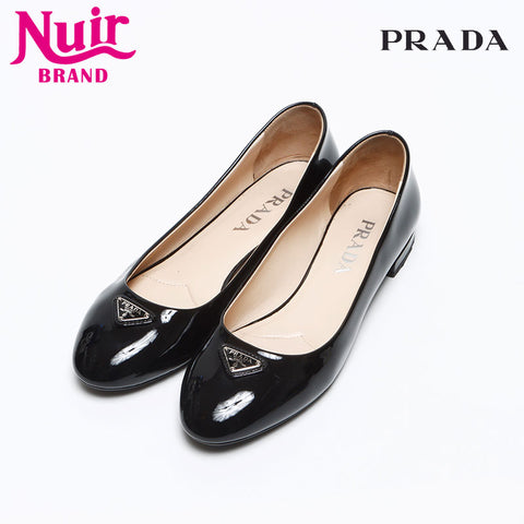 プラダ PRADA トライアングルロゴ パテントレザー フラットシューズ Size:36.5 23.5cm パンプス ブラック WS13497