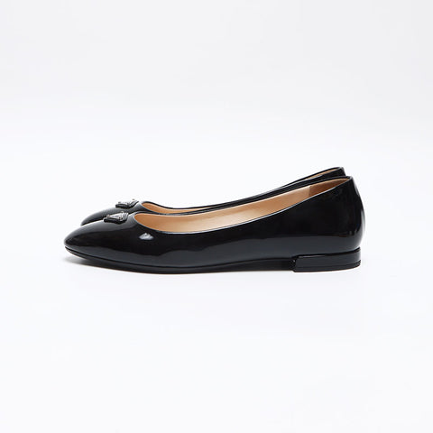 プラダ PRADA トライアングルロゴ パテントレザー フラットシューズ Size:36.5 23.5cm パンプス ブラック WS13497