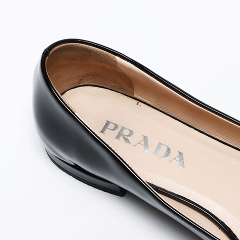 プラダ PRADA トライアングルロゴ パテントレザー フラットシューズ Size:36.5 23.5cm パンプス ブラック WS13497