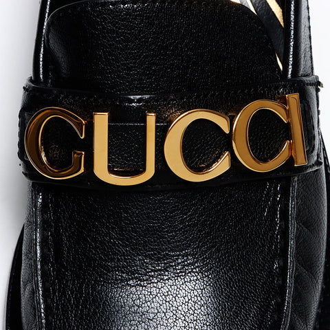 グッチ GUCCI ローファー レザー ロゴ Size:36.5 23.5cm パンプス ブラック WS13498