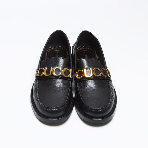 グッチ GUCCI ローファー レザー ロゴ Size:36.5 23.5cm パンプス ブラック WS13498