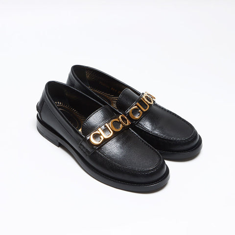 グッチ GUCCI ローファー レザー ロゴ Size:36.5 23.5cm パンプス ブラック WS13498