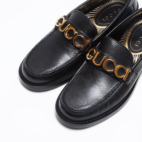 グッチ GUCCI ローファー レザー ロゴ Size:36.5 23.5cm パンプス ブラック WS13498