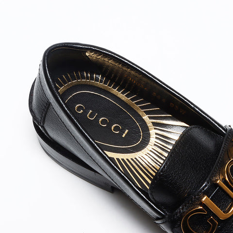 グッチ GUCCI ローファー レザー ロゴ Size:36.5 23.5cm パンプス ブラック WS13498