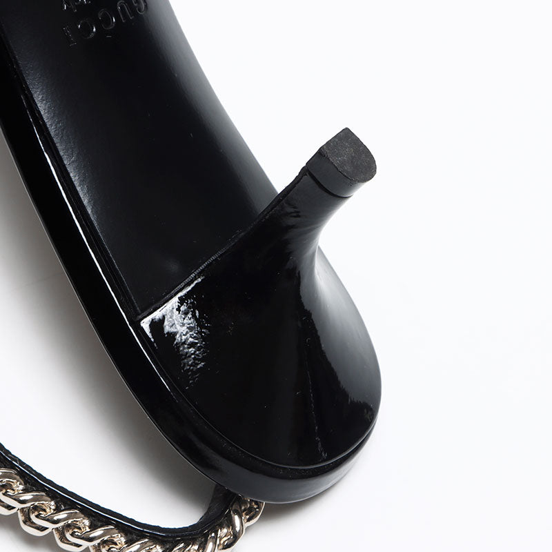 グッチ GUCCI ロゴ チェーン ストラップ パテントレザー Size