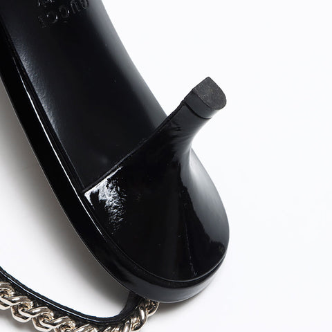 グッチ GUCCI ロゴ チェーン ストラップ パテントレザー Size:36.5 23.5cm パンプス ブラック WS13499