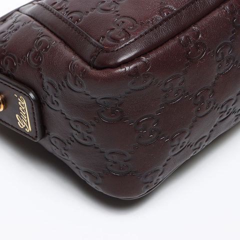 グッチ GUCCI グッチシマ レザー ショルダーバッグ ブラウン WS13503