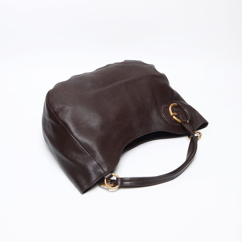 グッチ GUCCI レザー インターロッキング G ショルダーバッグ ブラウン WS13505