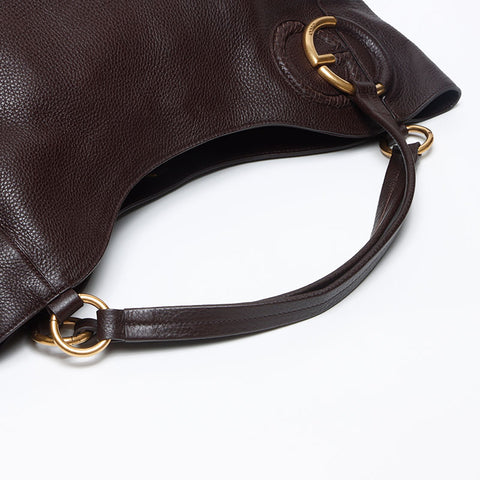 グッチ GUCCI レザー インターロッキング G ショルダーバッグ ブラウン WS13505
