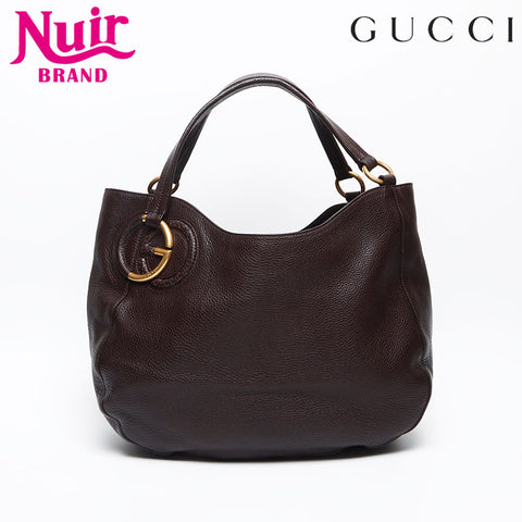 グッチ GUCCI レザー インターロッキング G ショルダーバッグ ブラウン WS13505