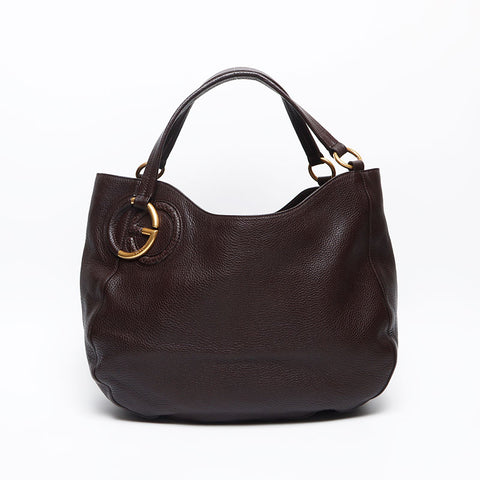 グッチ GUCCI レザー インターロッキング G ショルダーバッグ ブラウン WS13505