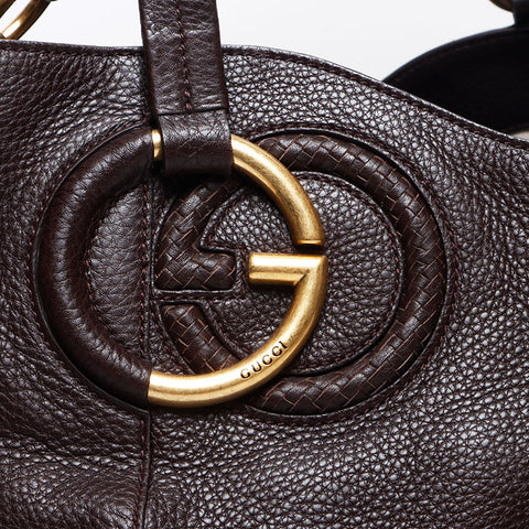 グッチ GUCCI レザー インターロッキング G ショルダーバッグ ブラウン WS13505