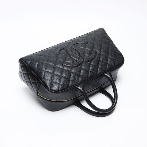 CHANEL Caviar Skin COCO Mark 8th Series Boston bag black WS13509