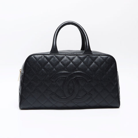 CHANEL Caviar Skin COCO Mark 8th Series Boston bag black WS13509