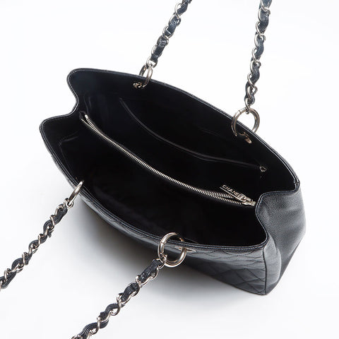 CHANEL GST Caviar Skin Matelasse Silver Metal 14 series Shoulder Bag black WS13510