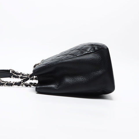 CHANEL GST 鱼子酱皮马特拉斯银色金属 14 系列单肩包黑色 WS13510