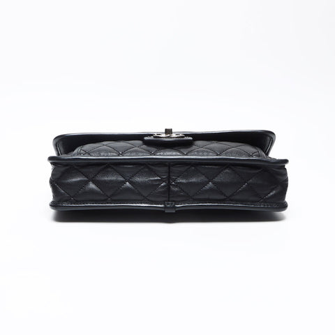 CHANEL French Riviera Lambskin Turnlock Gunmetal 20s Shoulder Bag black WS13513