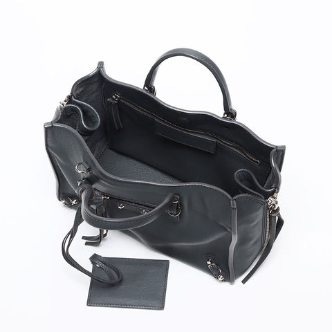 BALENCIAGA 370926 Paper Mini 2WAY Leather Shoulder Bag gray WS13514