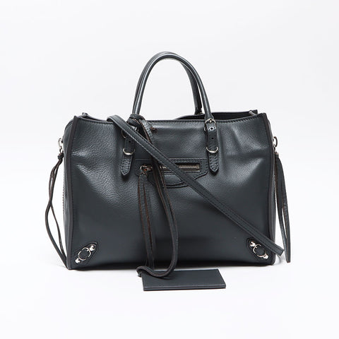 BALENCIAGA 370926 Paper Mini 2WAY Leather Shoulder Bag gray WS13514