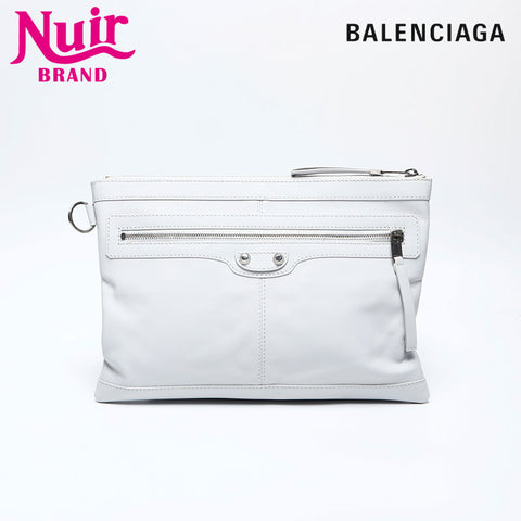 BALENCIAGA Classic Clip M 273022 Leather Clutch bag white WS13515