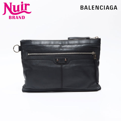 BALENCIAGA Classic Clip M 273022 Leather Clutch bag black WS13516