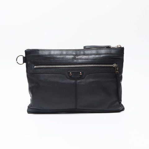 BALENCIAGA Classic Clip M 273022 Leather Clutch bag black WS13516