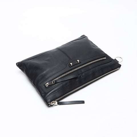 BALENCIAGA Classic Clip M 273022 Leather Clutch bag black WS13516