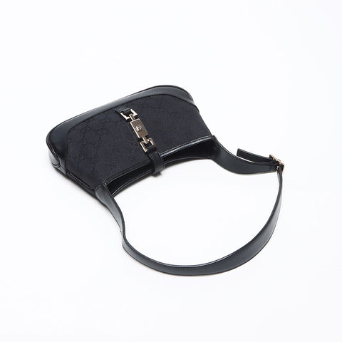 GUCCI Jackie GG Canvas Canvas Leather Shoulder Bag black WS13518