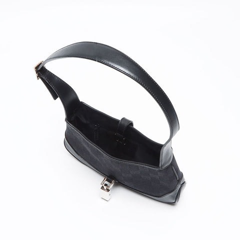 GUCCI Jackie GG Canvas Canvas Leather Shoulder Bag black WS13518