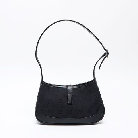 GUCCI Jackie GG Canvas Canvas Leather Shoulder Bag black WS13518
