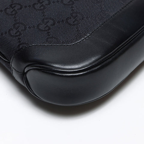 GUCCI Jackie GG Canvas Canvas Leather Shoulder Bag black WS13518