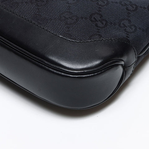 GUCCI Jackie GG Canvas Canvas Leather Shoulder Bag black WS13518