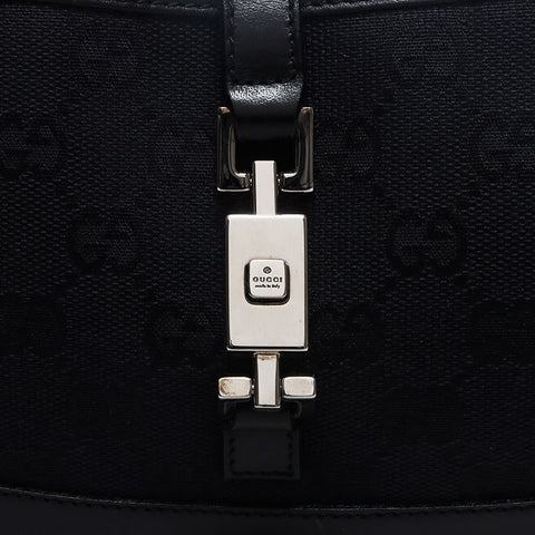 GUCCI Jackie GG Canvas Canvas Leather Shoulder Bag black WS13518