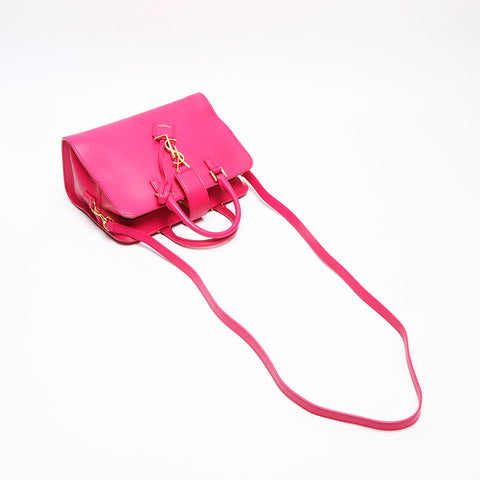 YVES SAINT LAURENT Monogram Cabas 357395 2WAY Leather Shoulder Bag pink WS13521