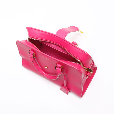 YVES SAINT LAURENT Monogram Cabas 357395 2WAY Leather Shoulder Bag pink WS13521