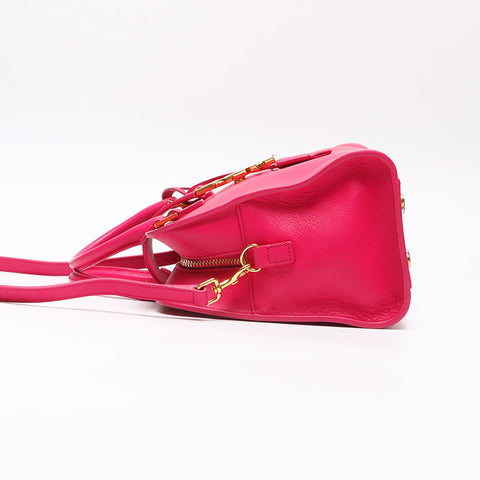 YVES SAINT LAURENT Monogram Cabas 357395 2WAY Leather Shoulder Bag pink WS13521