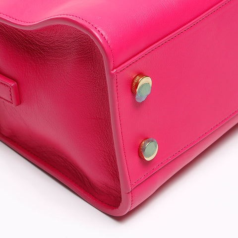 YVES SAINT LAURENT Monogram Cabas 357395 2WAY Leather Shoulder Bag pink WS13521