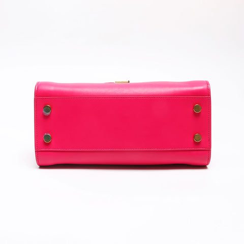 YVES SAINT LAURENT Monogram Cabas 357395 2WAY Leather Shoulder Bag pink WS13521