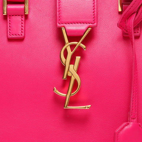 YVES SAINT LAURENT Monogram Cabas 357395 2WAY Leather Shoulder Bag pink WS13521
