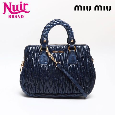 ミュウ ミュウ Miu Miu マテラッセ ゴールド金具 レザー 2WAY ショルダーバッグ ブルー WS13522