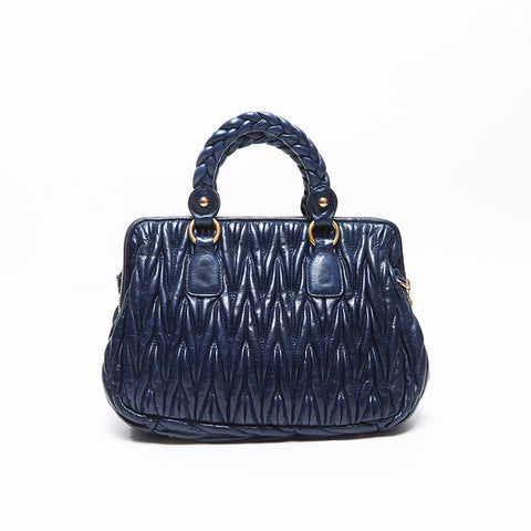ミュウ ミュウ Miu Miu マテラッセ ゴールド金具 レザー 2WAY ショルダーバッグ ブルー WS13522