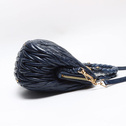 ミュウ ミュウ Miu Miu マテラッセ ゴールド金具 レザー 2WAY ショルダーバッグ ブルー WS13522