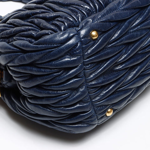 ミュウ ミュウ Miu Miu マテラッセ ゴールド金具 レザー 2WAY ショルダーバッグ ブルー WS13522