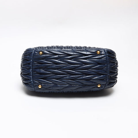 ミュウ ミュウ Miu Miu マテラッセ ゴールド金具 レザー 2WAY ショルダーバッグ ブルー WS13522