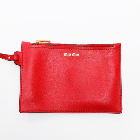 ミュウ ミュウ Miu Miu フラワー 5BG054 レザー トートバッグ ポーチ付き トートバッグ レッド WS13523