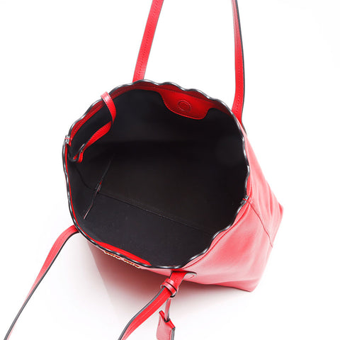 Miu Miu Flower 5BG054 Leather Tote Bag with Pouch Tote Bag Red WS13523