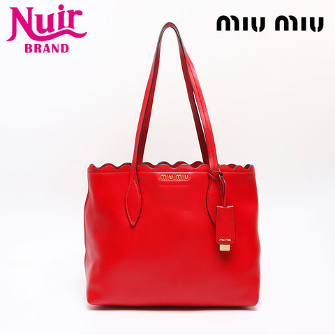 ミュウ ミュウ Miu Miu フラワー 5BG054 レザー トートバッグ ポーチ付き トートバッグ レッド WS13523