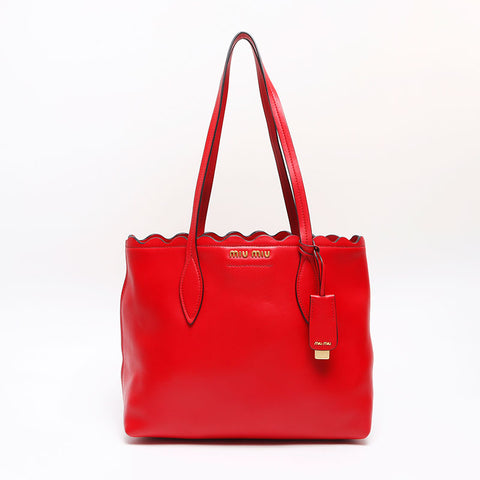 ミュウ ミュウ Miu Miu フラワー 5BG054 レザー トートバッグ ポーチ付き トートバッグ レッド WS13523