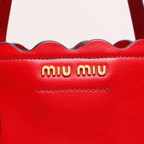 ミュウ ミュウ Miu Miu フラワー 5BG054 レザー トートバッグ ポーチ付き トートバッグ レッド WS13523