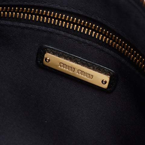 Miu Miu Shearling Logo Fur 5BF061 Clutch bag black WS13524
